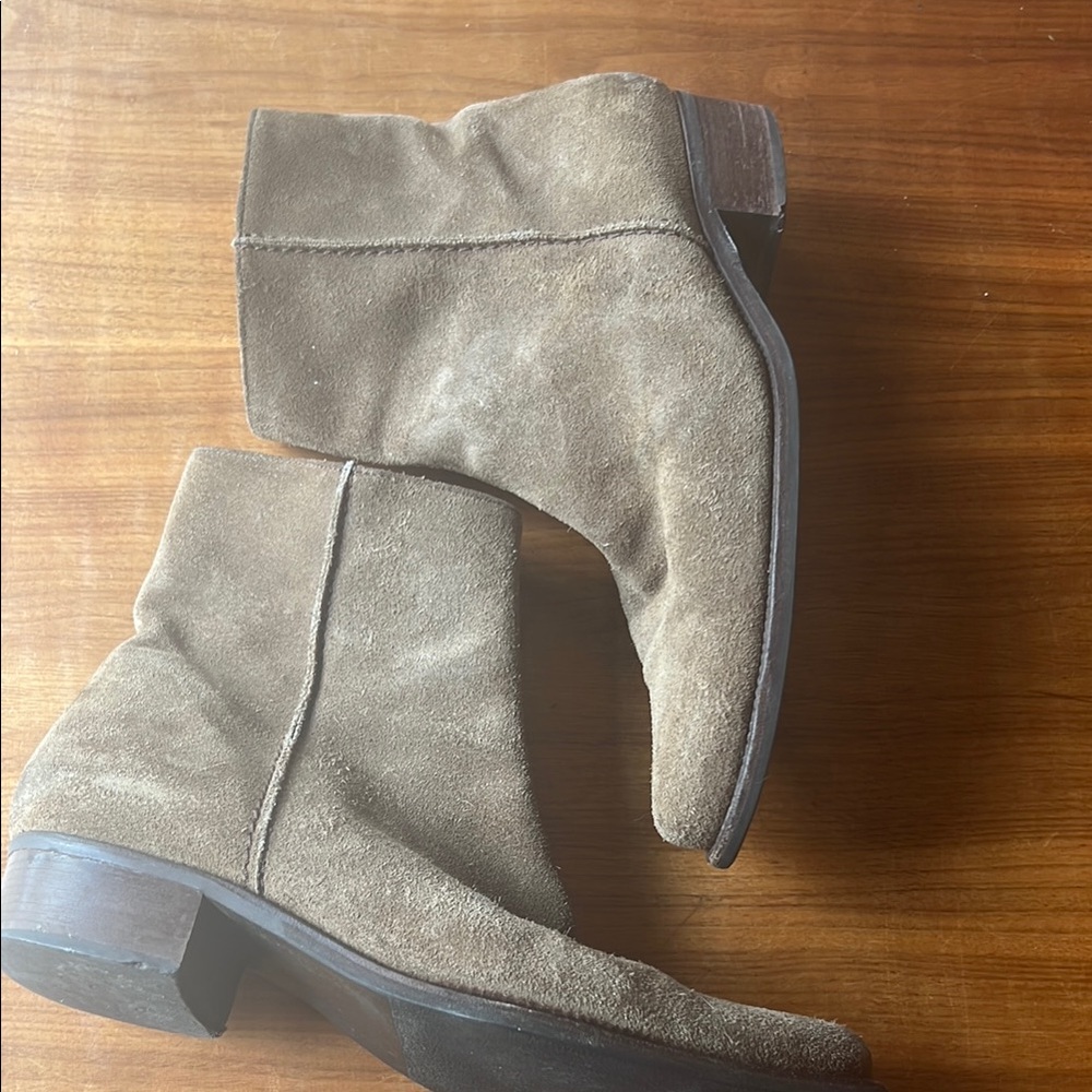 Tan Suede Ankle Amberone Booties with Rounded Toe - Bundle three items, save 30%